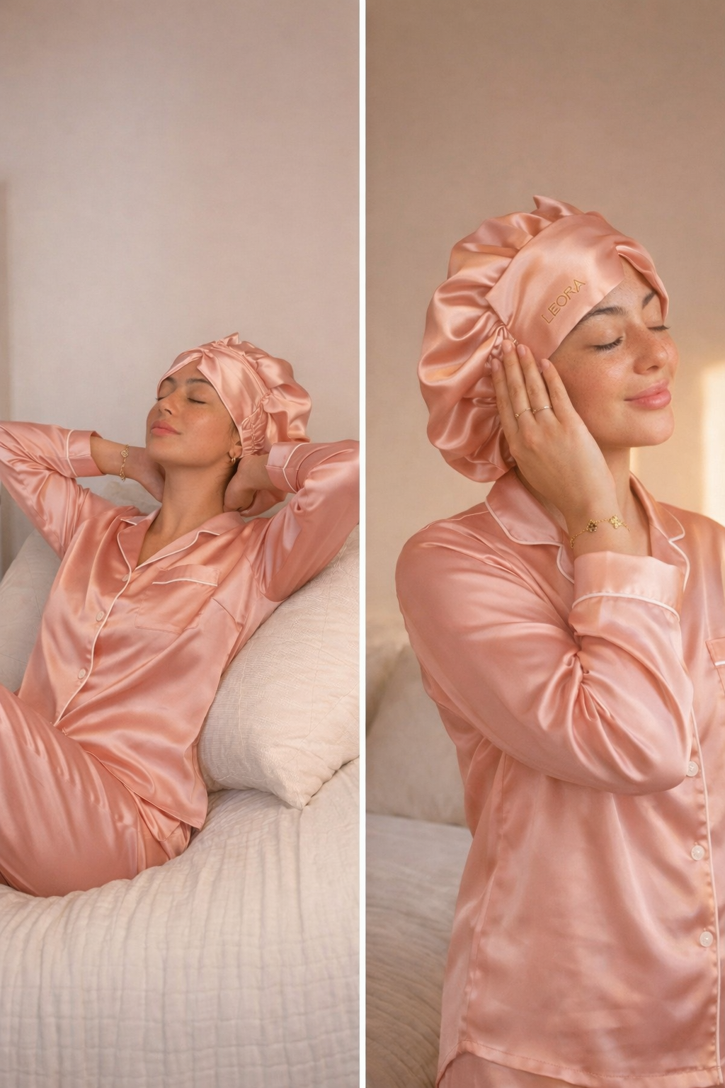Kit Essentiel LEORA™ 100% Soie de Mûrier - Bonnet + Masque